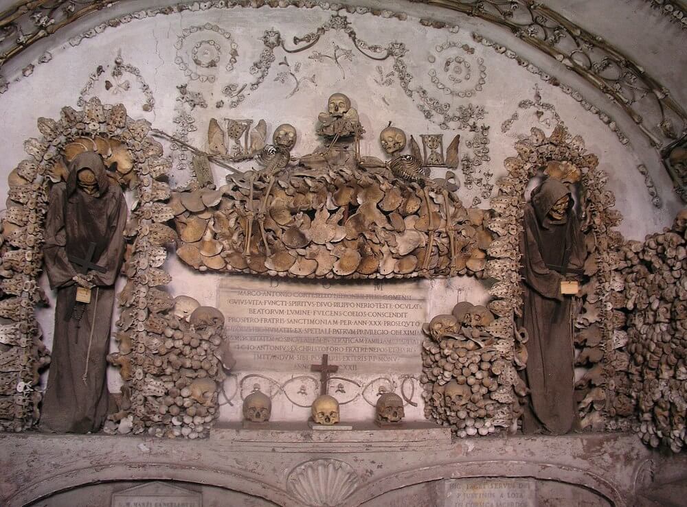 Display from inside the "Bone" Church of Santa Maria Immacolata